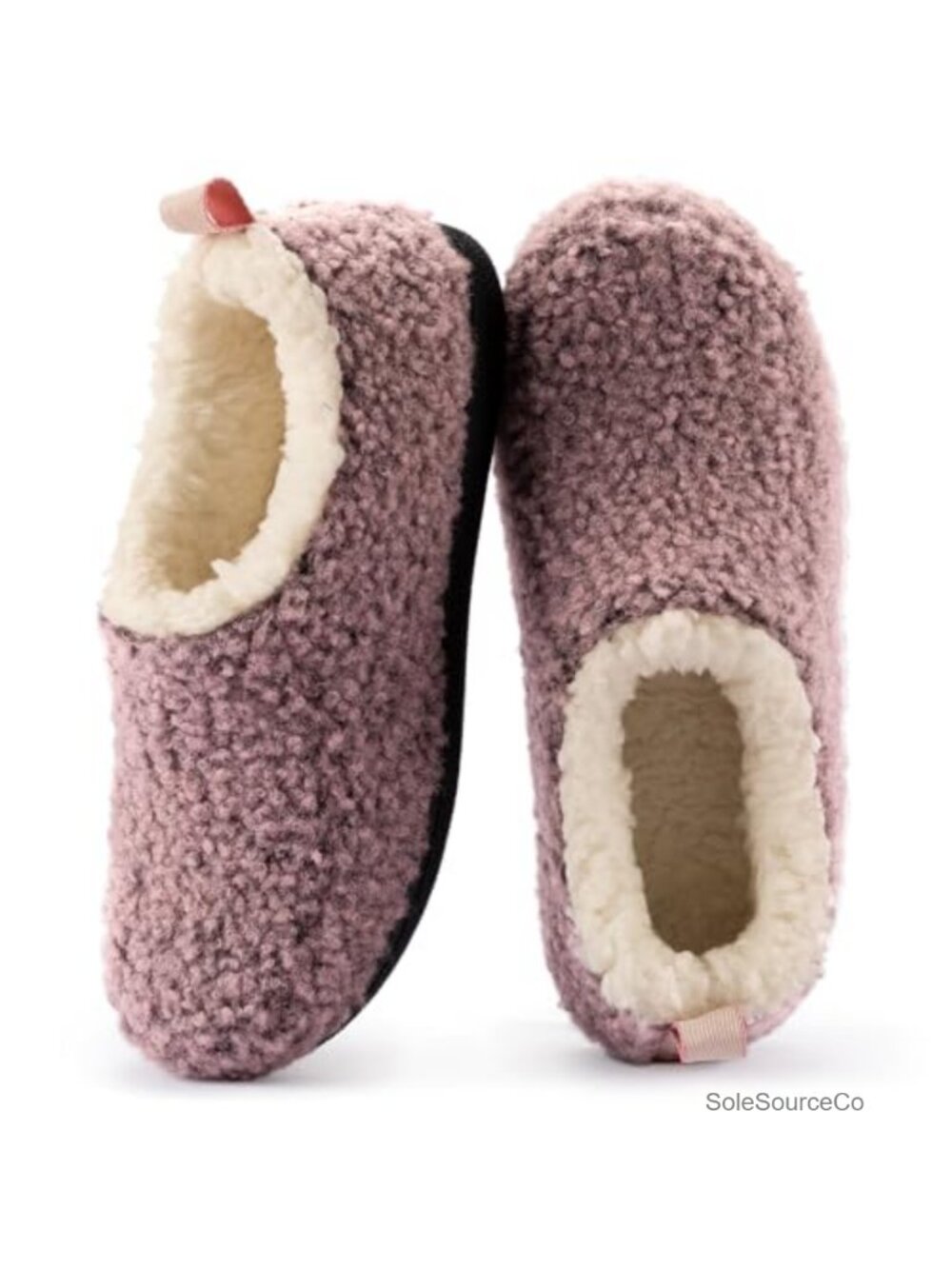 Womens Faux Shearling Memory Foam Closed-Back Slippers